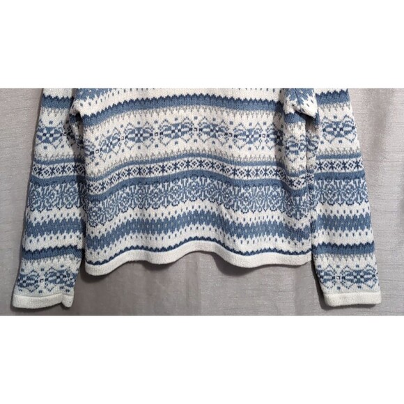 VTG Christopher & Banks Winter Blue White Cardigan Sweater MEDIUM Full Zip - Picture 16 of 16